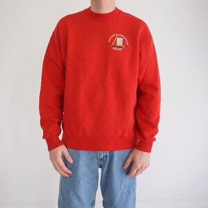 VTG '90S Jerzees Red Banson Elementary Staff School Teacher Crewneck Sweater L